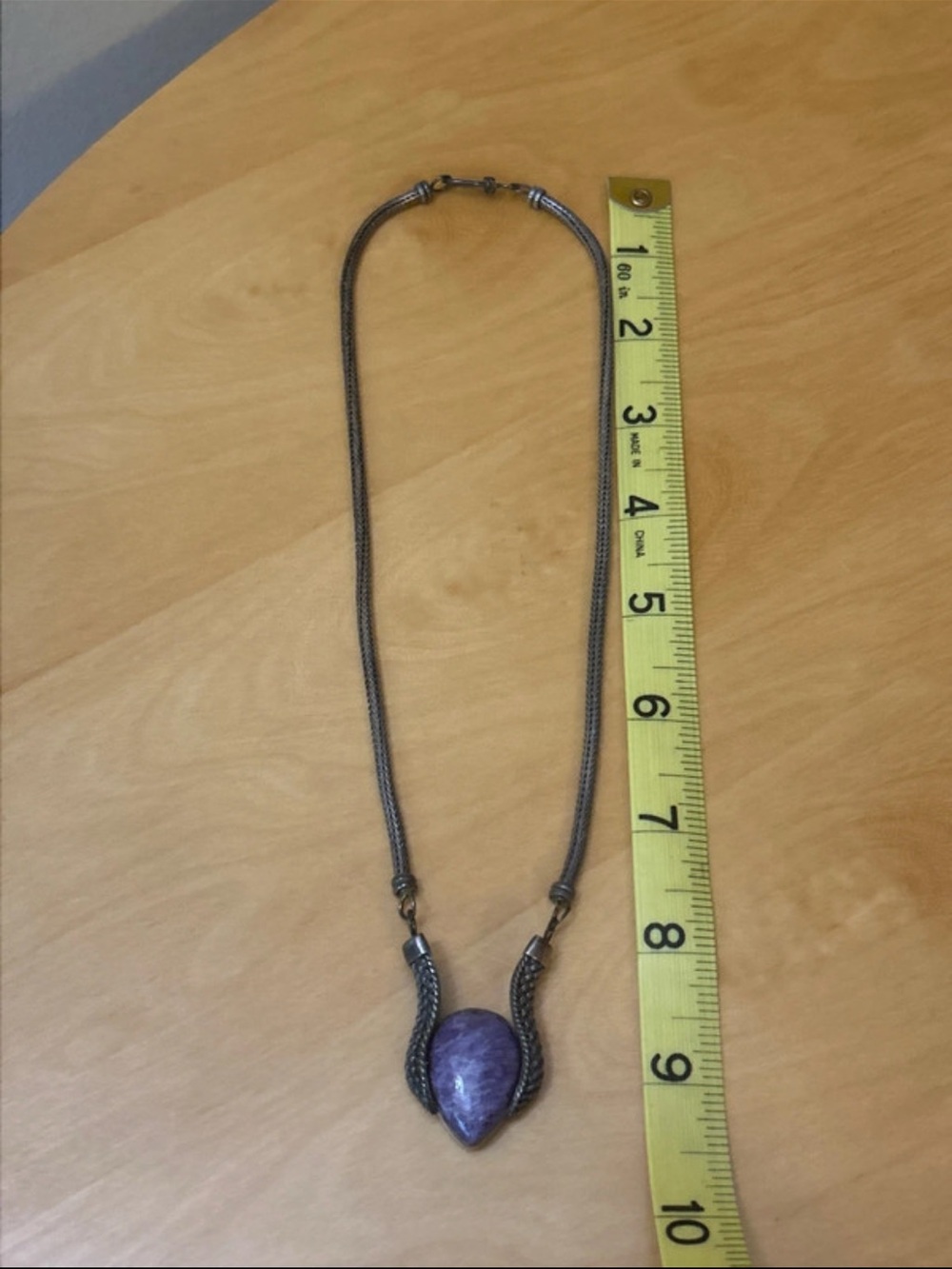 Vintage Sajen 925 Sterling Silver Necklace with Amethyst Pendant - Picture 3 of 6